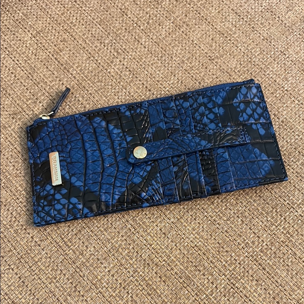 Brahmin Blue and Black Croc Embossed Wallet